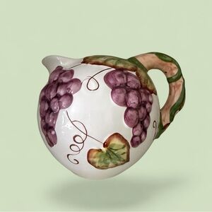 Vintage Ray Wilfred Ball Shaped Pitcher raised grapevine design Made in Portugal